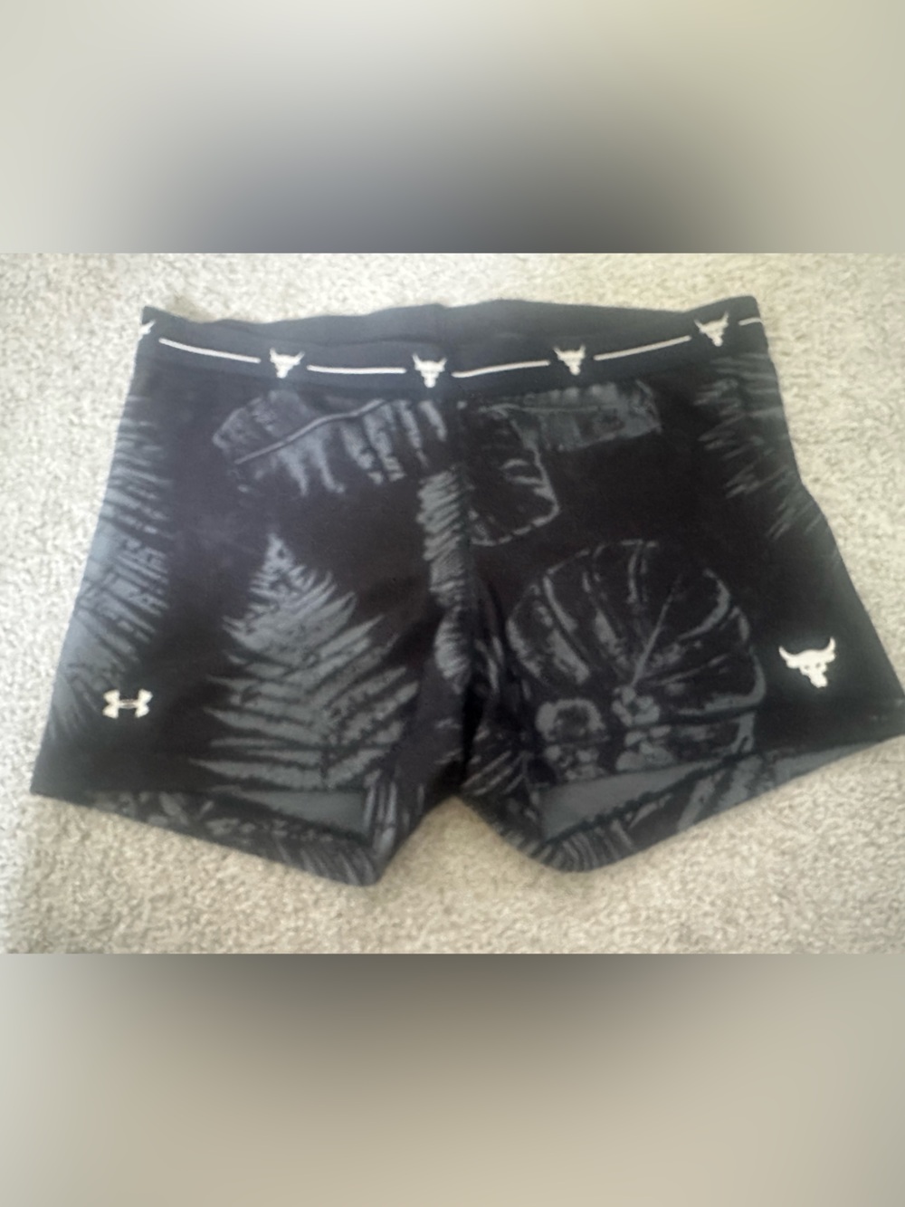 Under Armour Black HeatGear Compression Shorts with Subtle Print